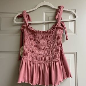 Pink tank top tie strap